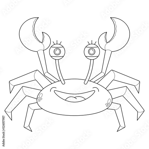 Cute crab suitable for children's coloring page vector illustration