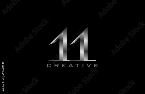 Number 11 Logo. number 11 with silver colour, usable for anniversary and business logos, vector illustration