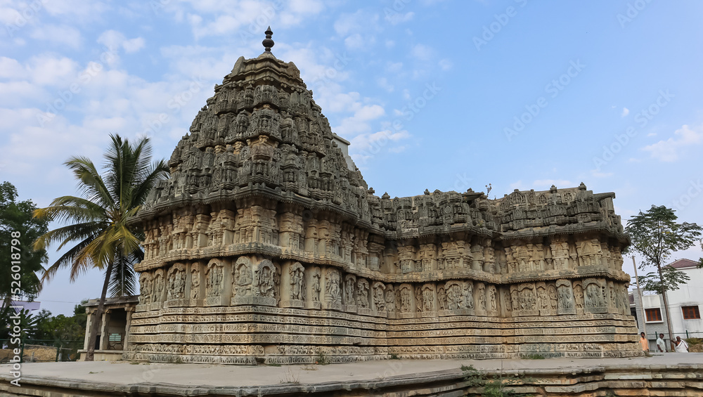 The Beautiful Carving Side of Shri Lakshminarshimha Temple, Hoysala Temple; Javagal, Hassa, Karnataka, India. 