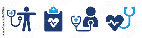 Patient checkup icon set. Diagnosis symbol. Vector illustration.