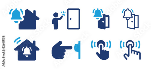 Doorbell icon set. Ring door bell icon vector illustration.
