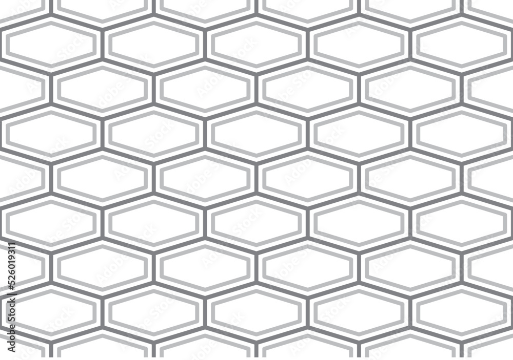 Honeycomb elongated shapes repeating pattern in double gray shades outline, geometric vector illustration Honeycomb elongated shapes repeating pattern in double gray shades outline, geometric vector illustration
