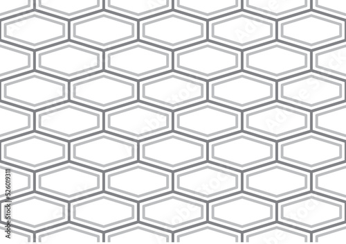 Fototapeta Naklejka Na Ścianę i Meble -  Honeycomb elongated shapes repeating pattern in double gray shades outline, geometric vector illustration