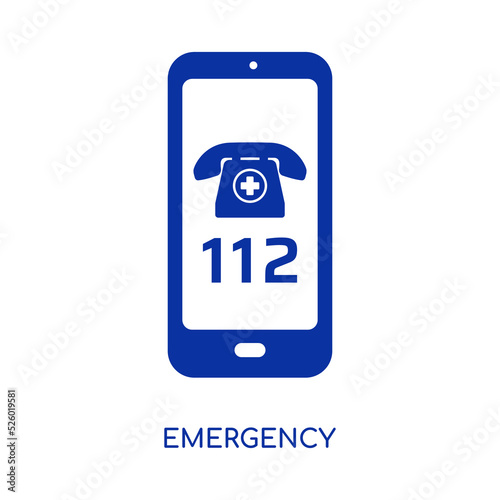 Emergency call icon. 112 help phone sign. Flat vector illustration
