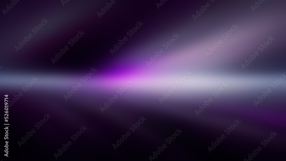 Purple light in space. Abstract beam of shining purple light on black