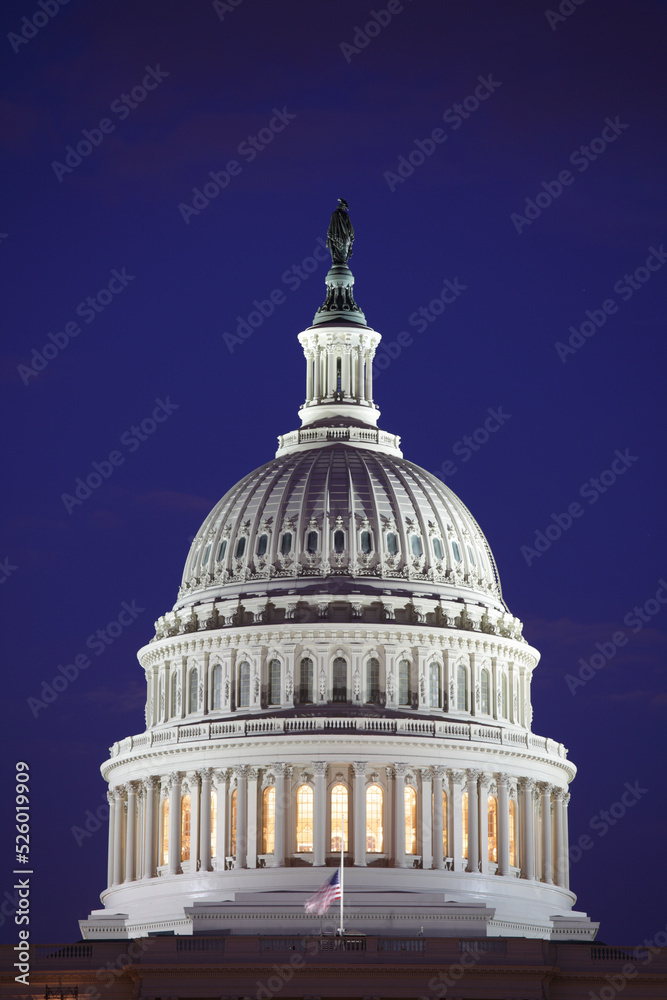 Close up of the dome of United States Capitol, Washington D.C., USA