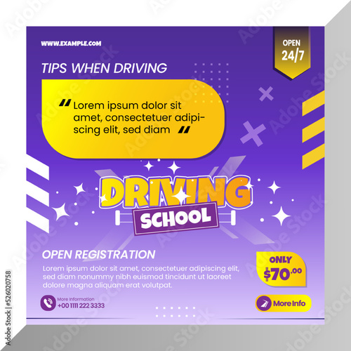 Driving school posts banner or flyer template