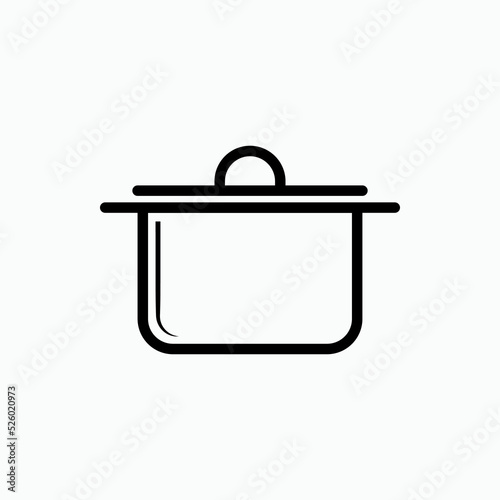 Cooking Pot Icon. Kitchen Utensil Symbol - Vector.  