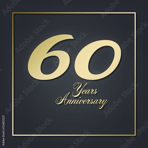 60 sixty Years anniversary design golden black. event year