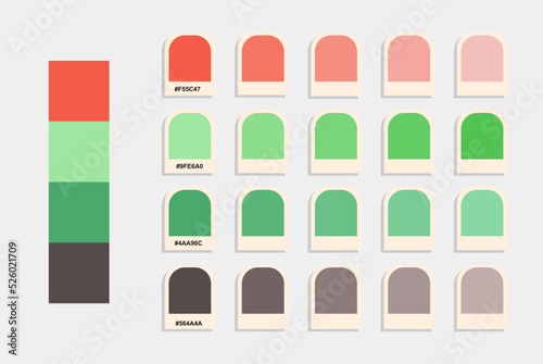Orange green black color palette vector, spring colors catalog, design and edit idea, colour matching, rgb pantone colors, harmonious colours palette sample, eps designed asset