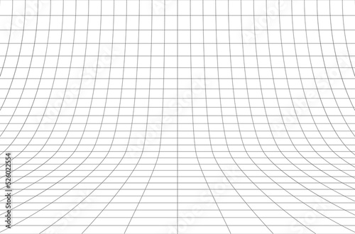 Curved perspective  grid. Curved black lines on a white background.