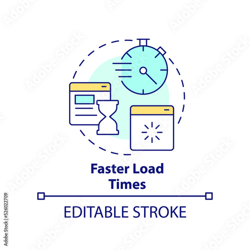 Faster load times concept icon. Web page loading. Advantage of mobile first design abstract idea thin line illustration. Isolated outline drawing. Editable stroke. Arial, Myriad Pro-Bold fonts used