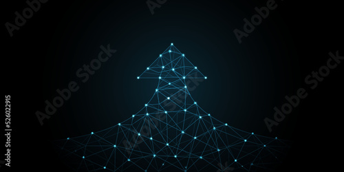 Startup concept vector illustration. Up arrow. Abstract circuit lines.