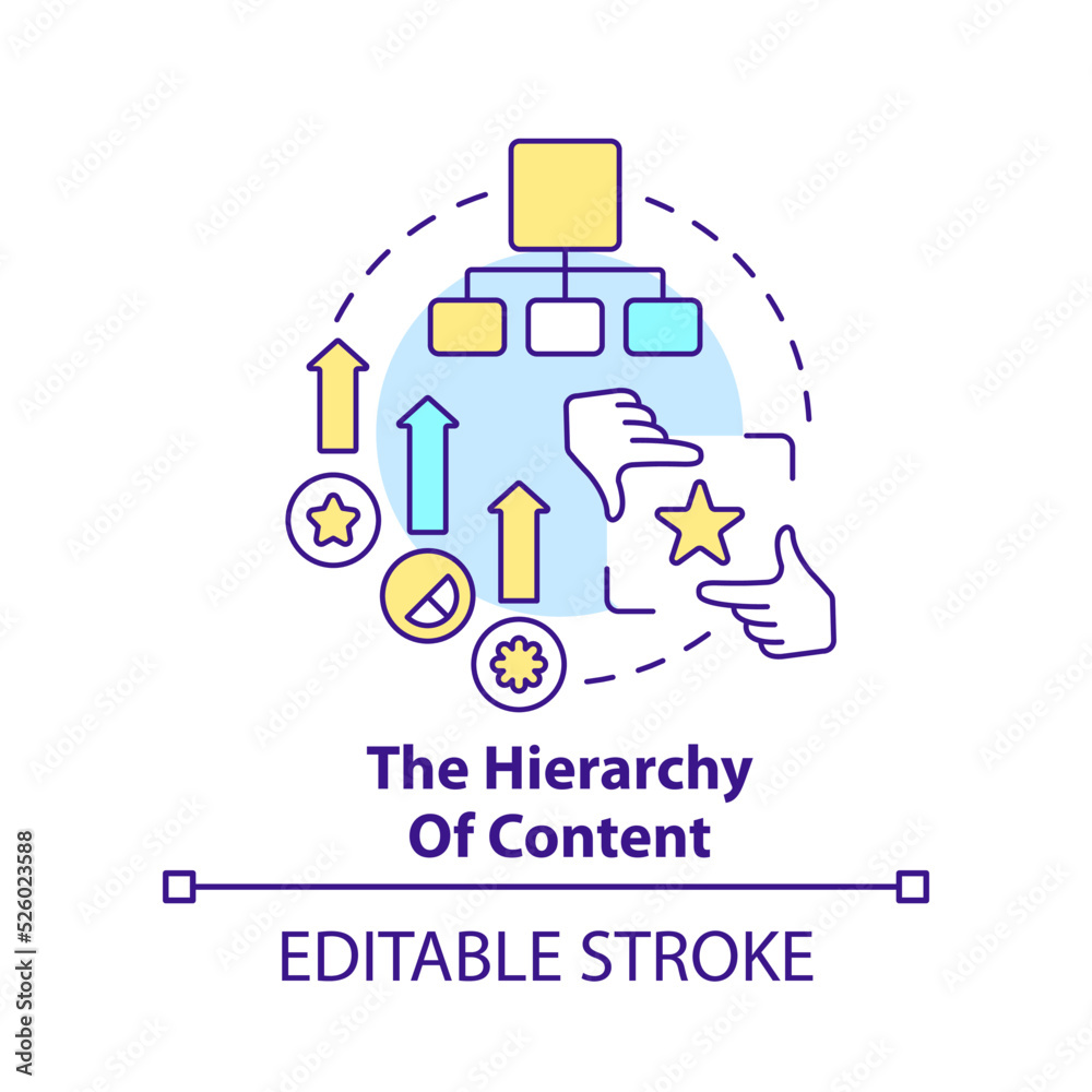 Hierarchy of content concept icon. Website arrangement. Mobile first design process abstract idea thin line illustration. Isolated outline drawing. Editable stroke. Arial, Myriad Pro-Bold fonts used Hierarchy of content concept icon. Website arrangement. Mobile first design process abstract idea thin line illustration. Isolated outline drawing. Editable stroke. Arial, Myriad Pro-Bold fonts used