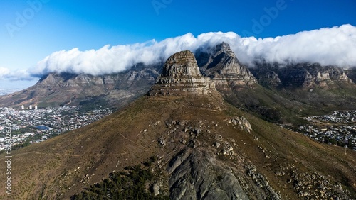 Aerial view of the Lion's Head Mountain in Cape Town, South Africa