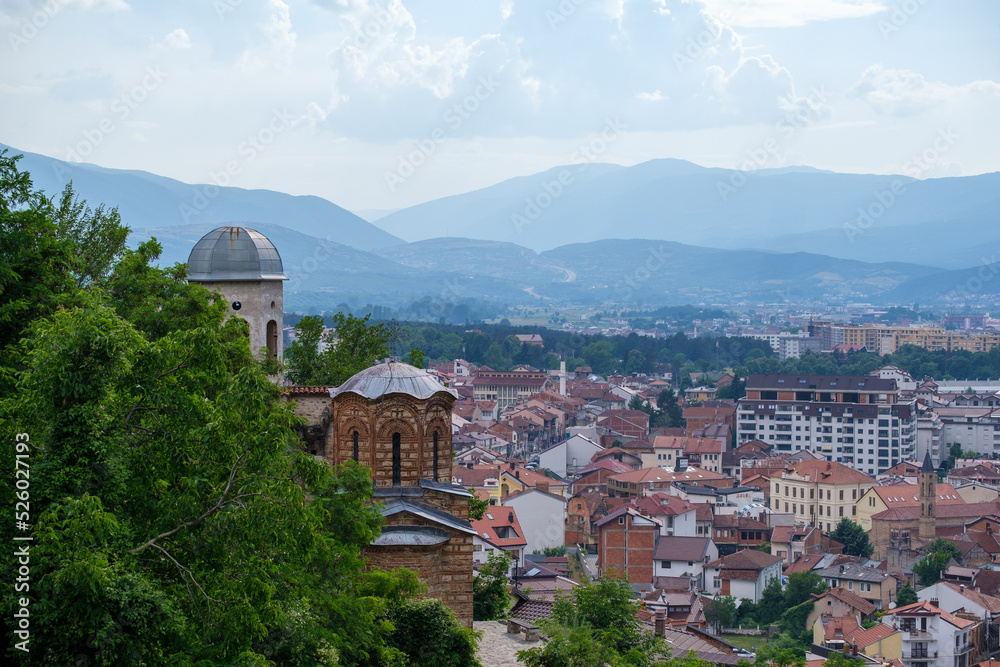 View on Prizren (Kosovo) from the castle. Two churches are on the left side of the photo.
