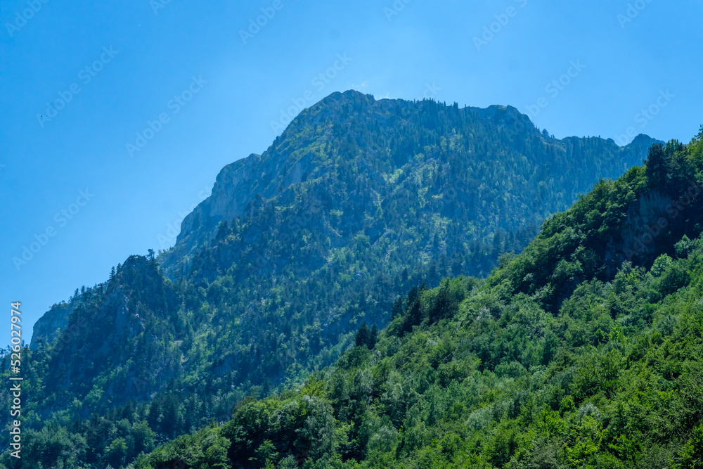 Sharri mountains from rugova kosovo. Green mountains with a blue sky.