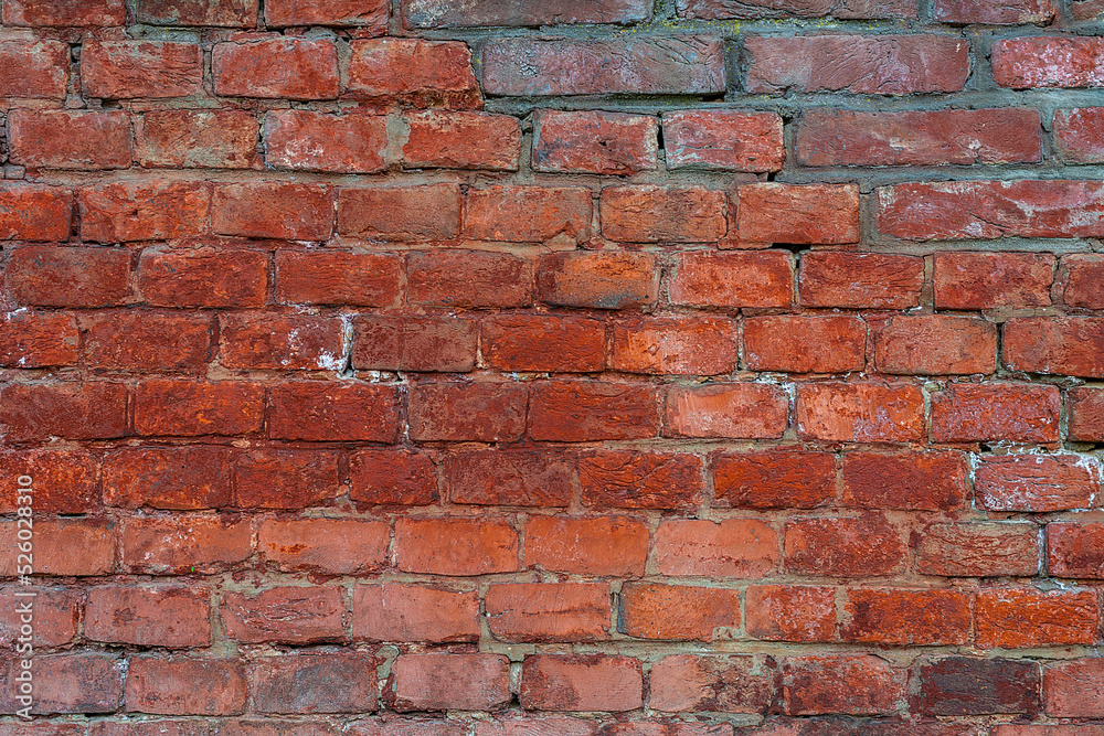 Old brick wall. Textured surface. Broken wall. Wall from red bricks. Old brick wall. Textured surface. Broken wall. Wall from red bricks.