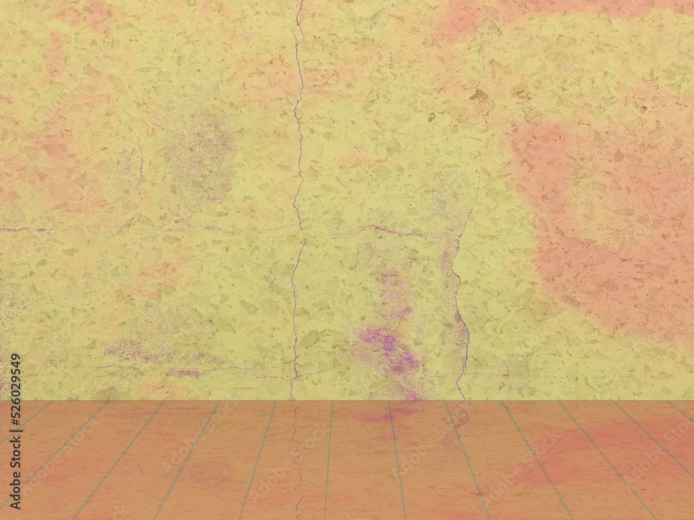 Fototapeta premium Yellow wall with floor