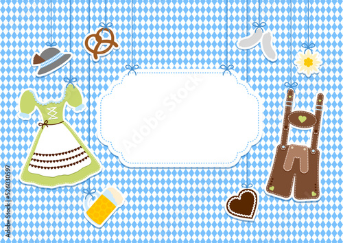 Seitlich Hängende Icons Oktoberfest Grün Braun Schild Rautenmuster