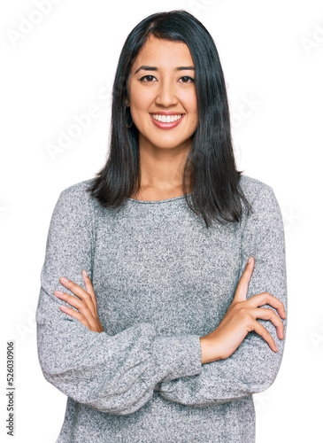 Fotografie Beautiful asian young woman wearing casual clothes happy face smiling with crossed arms looking at the camera