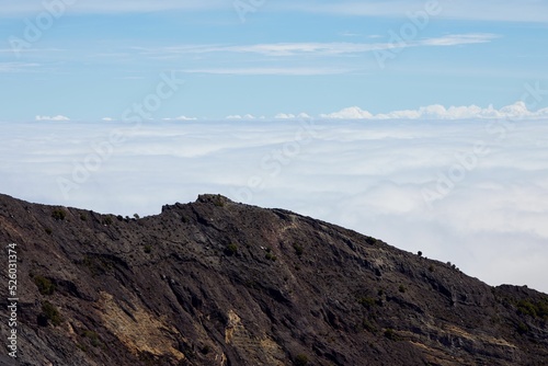 Beautiful view of Volcano Irazu and cloudscape in Costa Rica, Cartago photo