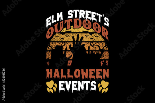 Elm streets outdoor Halloween events, Halloween t-shirt design