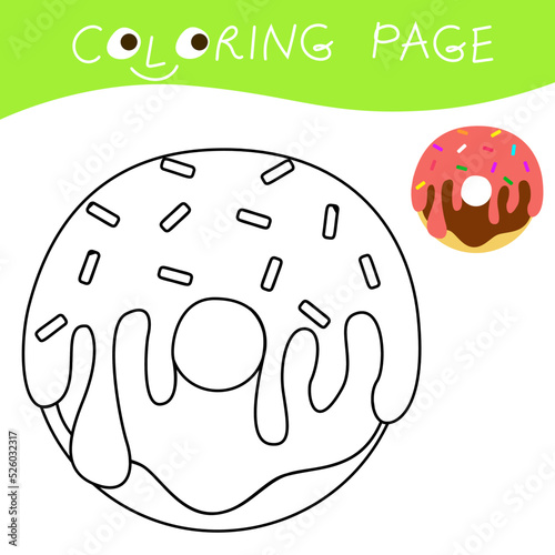 Set of cartoon colorful donuts on the white background