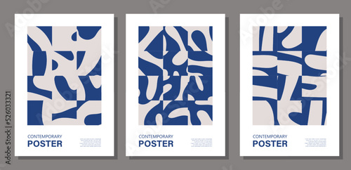Set of minimalist wall art posters with abstract contemporary style collage