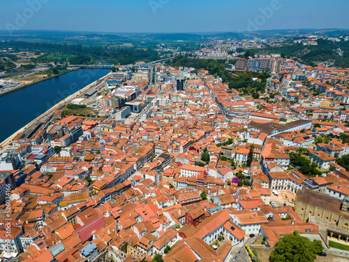 An aerial view of Coimbra on the right bank of Mondego River