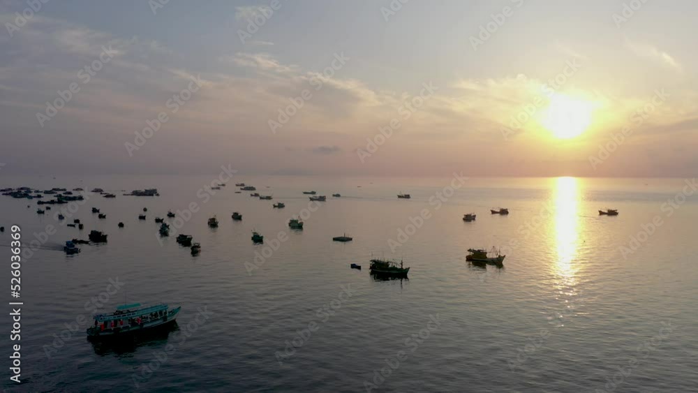Fishing boats are anchored at Hon Son, Kien Giang, Vietnam in the Gulf of Thailand Fishing boats are anchored at Hon Son, Kien Giang, Vietnam in the Gulf of Thailand