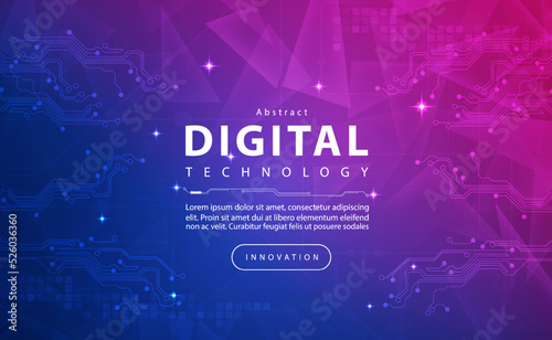 Digital technology banner blue pink background concept, cyber security technology, abstract purple tech, innovation future data, internet network, Ai big data, line dot connection, illustration vector