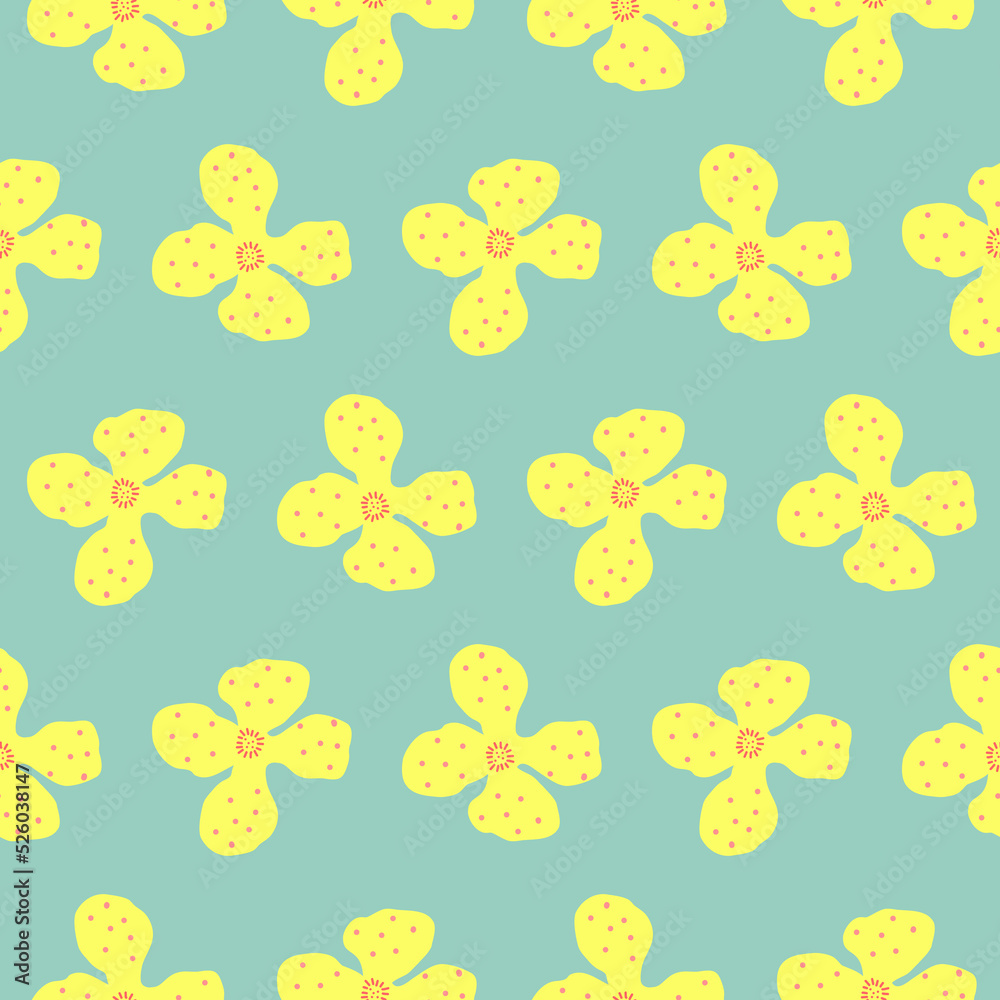 Fashion trendy pattern with hand-drawn flowers. Doodle flowers on a pattern for fabric, textile, wallpaper, packaging, wrapping paper, postcards, backgrounds.