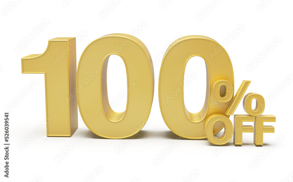 Sale 100 percent off number gold 3d Sale 100 percent off number gold 3d