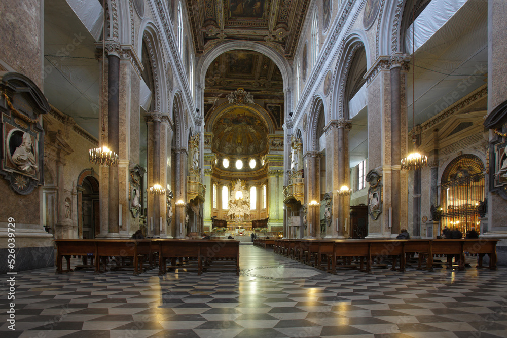 Interior of the Naples Cathedral (or Duomo), Naples, Italy