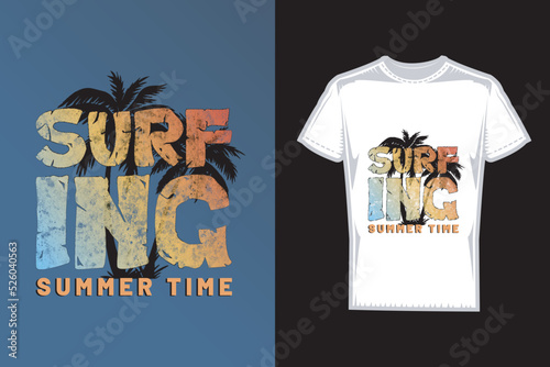 Surfing summer time typography t shirt design