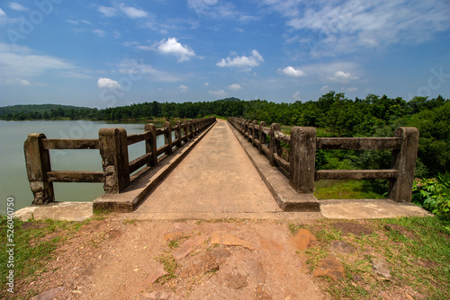 Beautiful landscape of the Khandarani dam reservoir on the Khandaqrani lake to prevent flood at Belpahari  Jhargram  West Bengal  India.