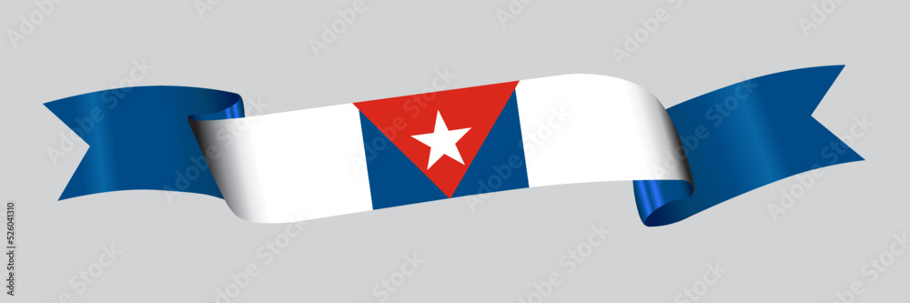 Obraz premium 3D Flag of Cuba on a fabric ribbon.