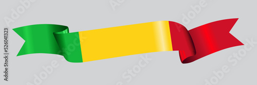 3D Flag of Mali on a fabric ribbon.