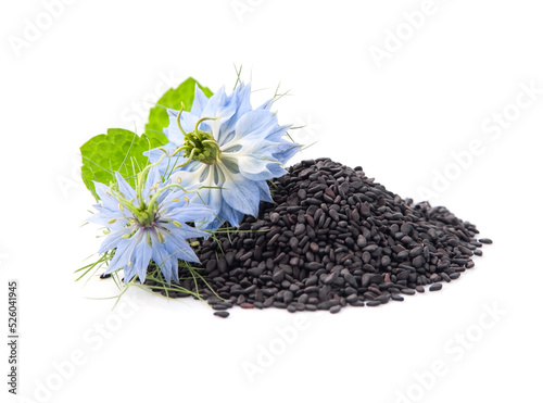 Black cumin seed with flowers