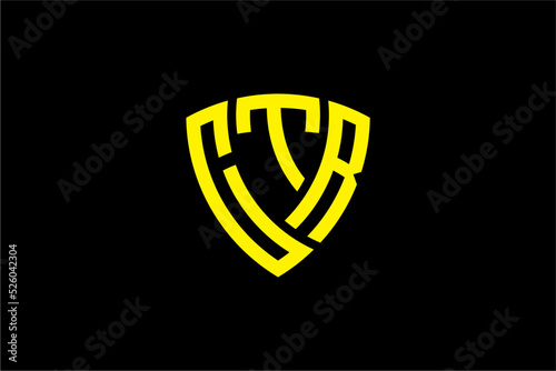 CTR creative letter shield logo design vector icon illustration