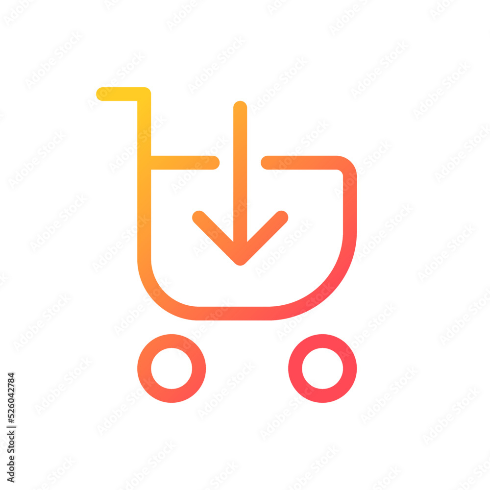 Loading shopping cart pixel perfect gradient linear ui icon. Put product in shopping trolley. Line color user interface symbol. Modern style pictogram. Vector isolated outline illustration Loading shopping cart pixel perfect gradient linear ui icon. Put product in shopping trolley. Line color user interface symbol. Modern style pictogram. Vector isolated outline illustration
