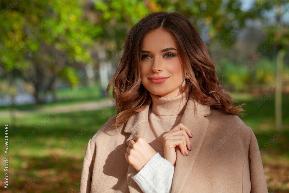 Beautiful woman in autumn sun light Beautiful woman in autumn sun light