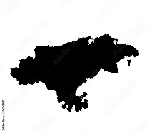 Cantabria map vector silhouette illustration isolated on white background. High detailed illustration. Spain province, part of autonomous community Santander. Country in Europe, EU member.