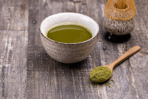 Traditional Japanese green tea matcha close-up