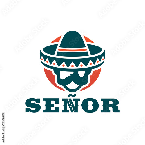 Mexican Man With Mustache Wearing Sombrero Hat Mascot Logo