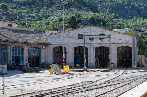 Fototapeta Old workshop and train sheds with turntable