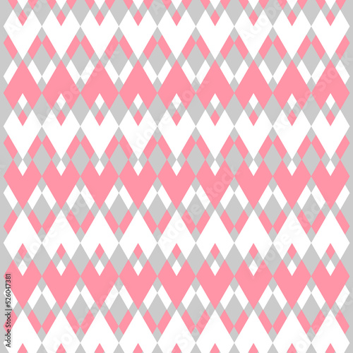 Pink, white, gray rhombus pattern alternately