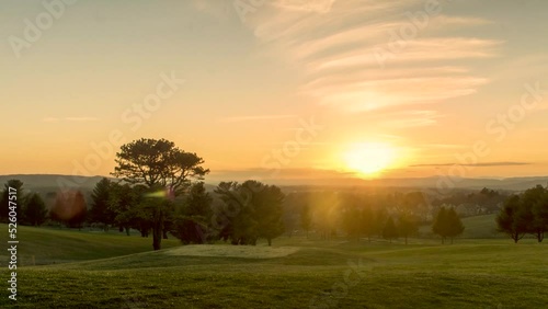 Beautiful Golden Sunset on golf course hills in Blacksburg Virginia - Timelapse photo