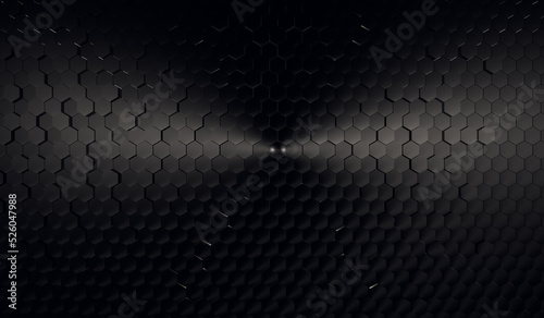 3d rendering beautiful black gray 3d hexagon abstract background